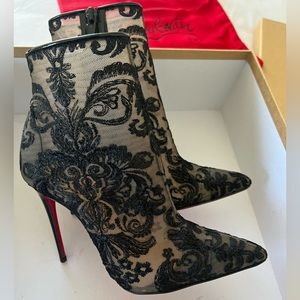 Christian Louboutin Sexy Black Lace Booties